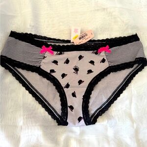 Victoria's Secret iconic logo with cutesy pink bows and lace panty - NWT- Size S